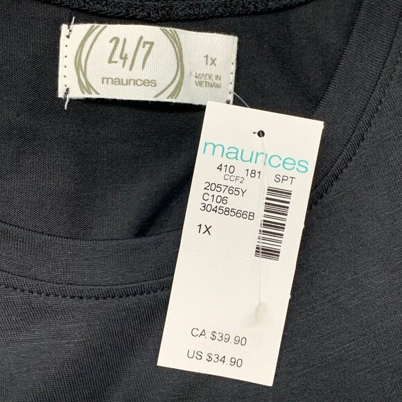 Maurices 24/7 Tank Dress sz 1X Sleeveless Midi Casual Black Twist Front New NWT - Picture 6 of 8